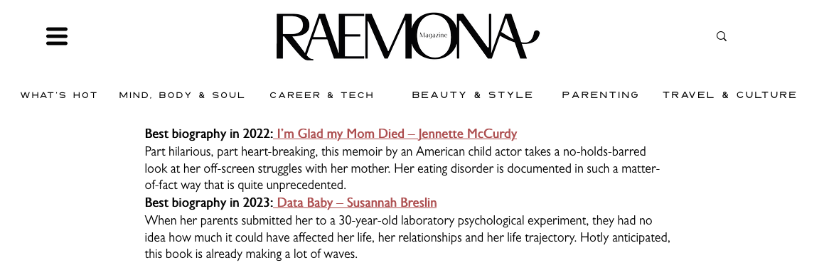 Details Toddler Named ‘Best Biography in 2023’ by Raemona Journal — SUSANNAH BRESLIN