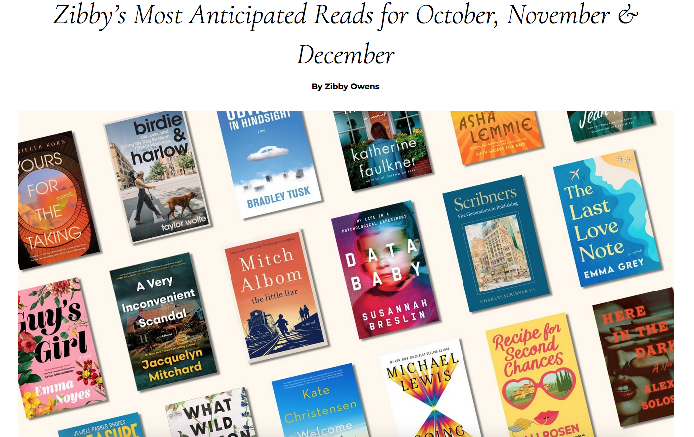 Knowledge Newborn Is One particular of Zibby’s Most Expected Reads for October, November & December — SUSANNAH BRESLIN