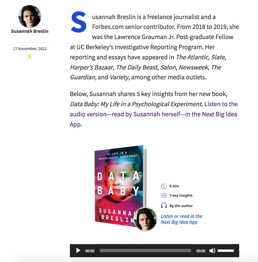 Info Child Featured in the Subsequent Significant Idea Club’s Guide Bites — SUSANNAH BRESLIN